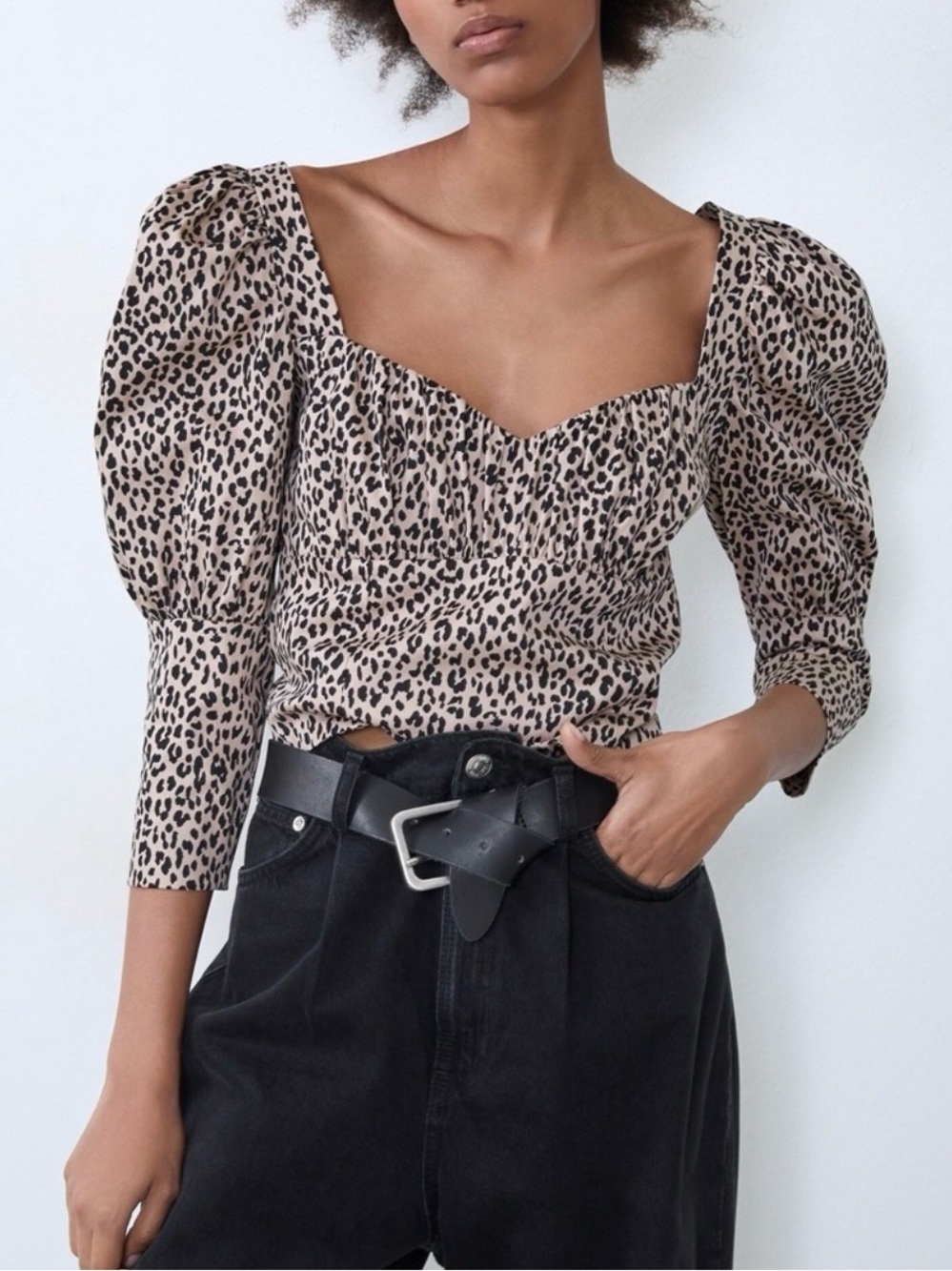 ZARA Leopard Print Poplin Top Size M Romantic Grunge, Edgy Chic Indie Sleek
